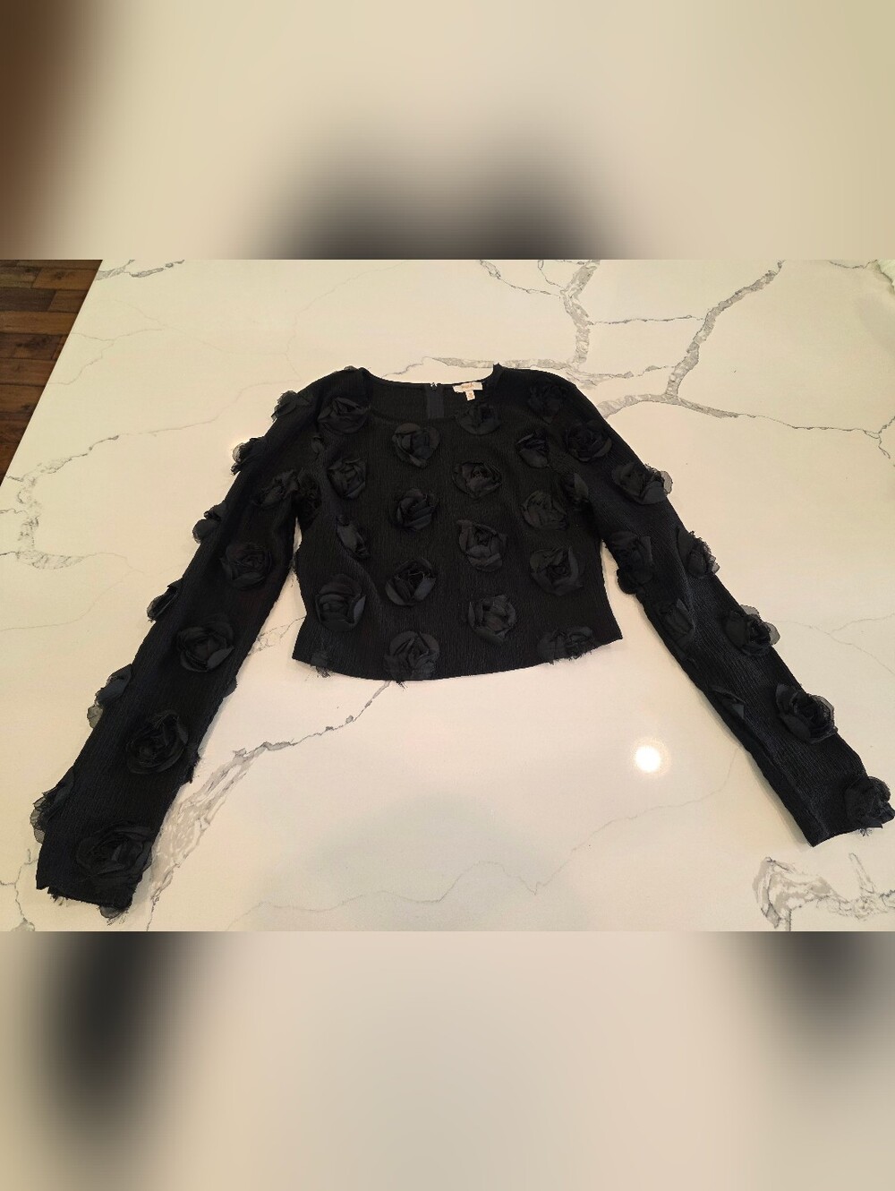 Black Floral 3D  Blouse MEDIUM